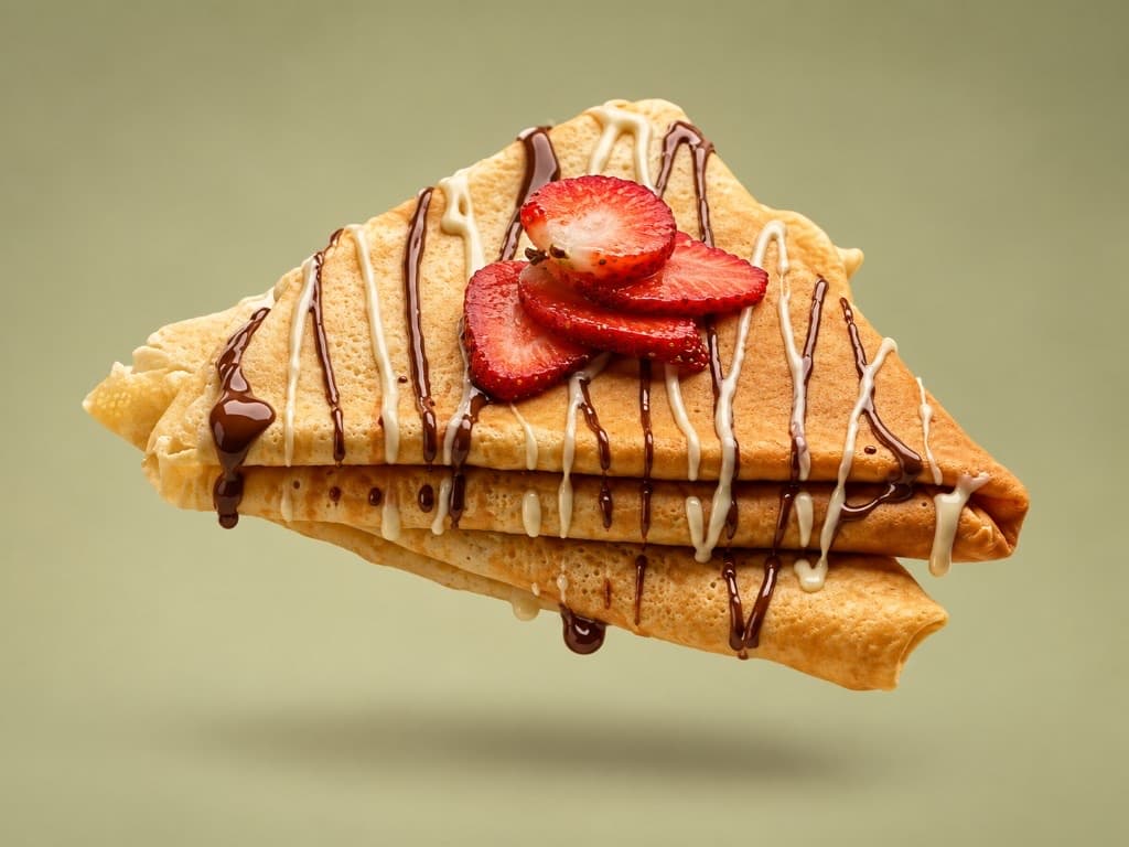 Nutella and strawberry crepe with chocolate drizzle